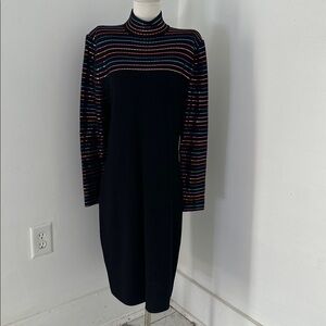 St.John Santana Knit Paillette Sweater MIDI Dress